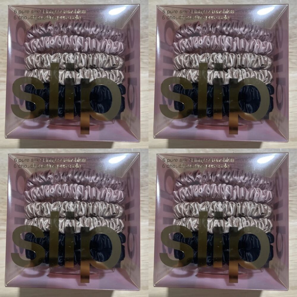 4x - Slip Silk Hair Ties in Black, Pink, and Caramel